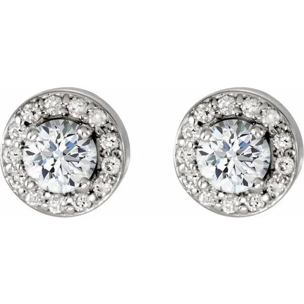 Round 4-Prong Halo-Style Earrings Image 2 Hart's Jewelers Grants Pass, OR