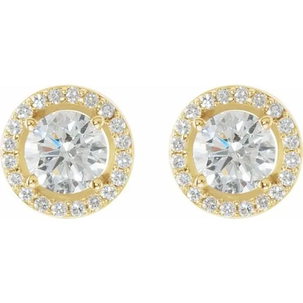Round 4-Prong Halo-Style Earrings Image 2 Hart's Jewelers Grants Pass, OR