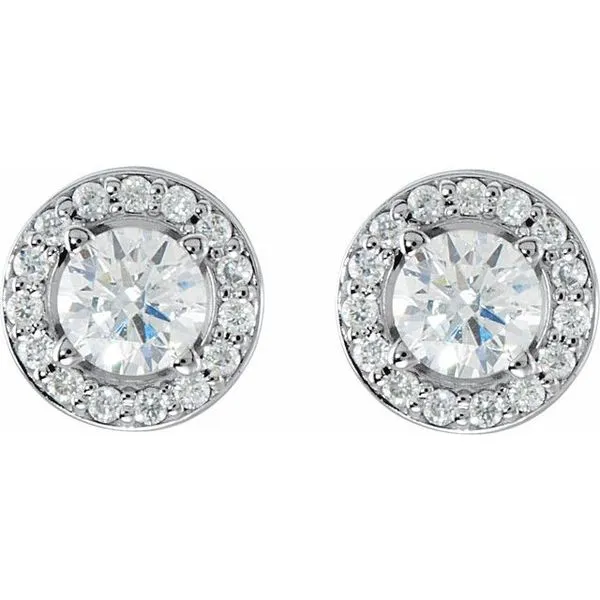 Round 4-Prong Halo-Style Earrings Image 2 Hart's Jewelers Grants Pass, OR