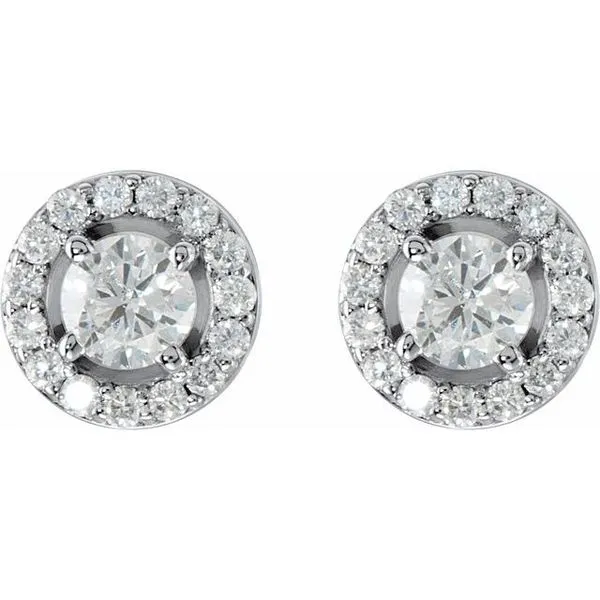 Round 4-Prong Halo-Style Earrings Image 2 Hart's Jewelers Grants Pass, OR