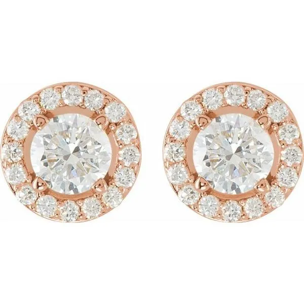 Round 4-Prong Halo-Style Earrings Image 2 Hart's Jewelers Grants Pass, OR