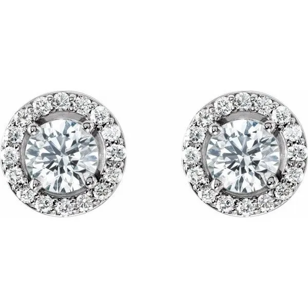 Round 4-Prong Halo-Style Earrings Image 2 Hart's Jewelers Grants Pass, OR