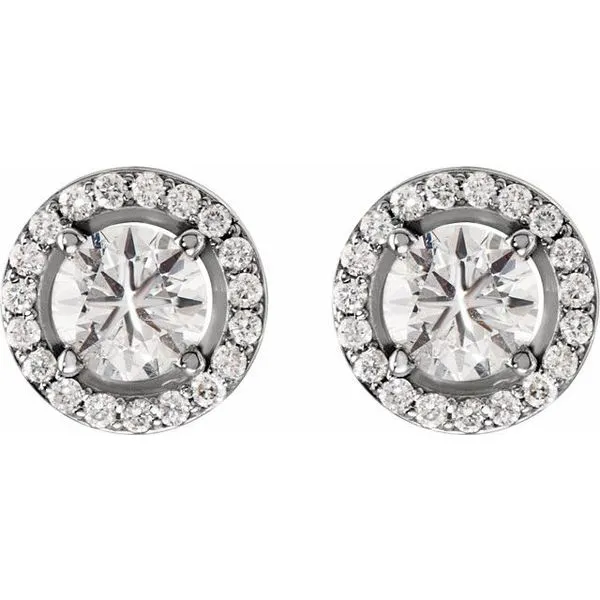 Round 4-Prong Halo-Style Earrings Image 2 Hart's Jewelers Grants Pass, OR