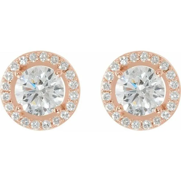 Round 4-Prong Halo-Style Earrings Image 2 Hart's Jewelers Grants Pass, OR