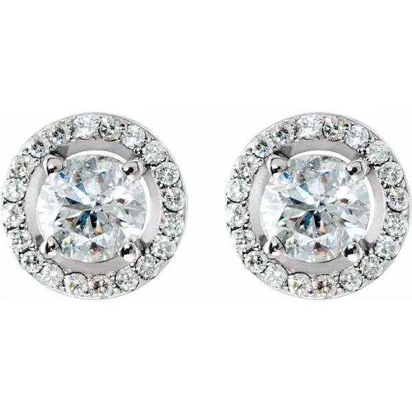 Round 4-Prong Halo-Style Earrings Image 2 Hart's Jewelers Grants Pass, OR