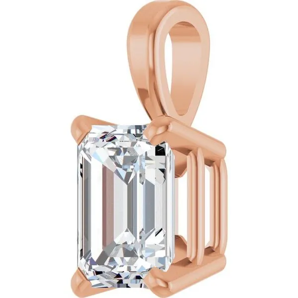 Emerald 4-Prong Solitaire Pendant Image 2 James & Williams Jewelers Berwyn, IL