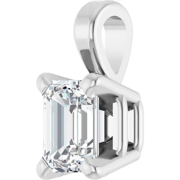 Emerald 4-Prong Solitaire Pendant Image 2 Paul James Jewelers Angels Camp, CA