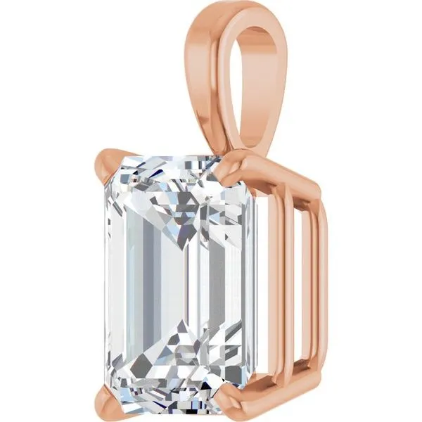 Emerald 4-Prong Solitaire Pendant Image 2 Rasmussen Jewelers Spanish Fork, UT