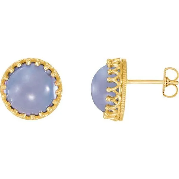 Round Cabochon Crown Earrings J. Meredith Jewelers Delafield, WI