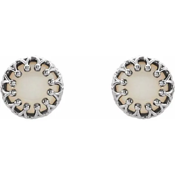 Round Cabochon Crown Earrings Image 2 Hopman Jewelers Elkhart, IN
