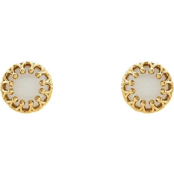 Round Cabochon Crown Earrings Image 2 J. Meredith Jewelers Delafield, WI
