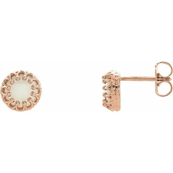 Round Cabochon Crown Earrings Hopman Jewelers Elkhart, IN