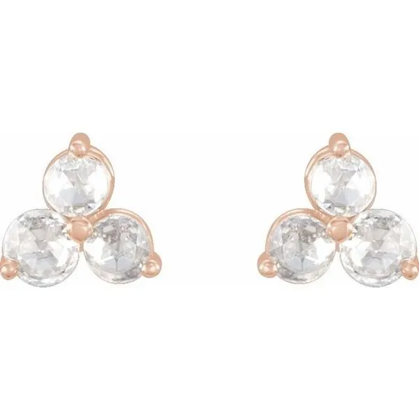 Round Three-Stone Earrings Image 2 Hopman Jewelers Elkhart, IN