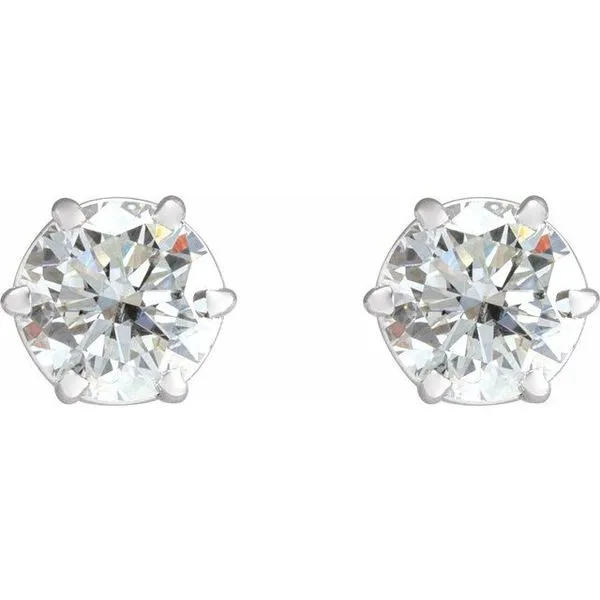 Round 6-Prong Stud Earrings Image 2 J. Meredith Jewelers Delafield, WI