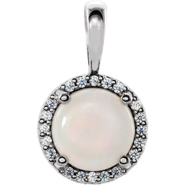 Round 4-Prong Halo-Style Cabochon Pendant Hopman Jewelers Elkhart, IN