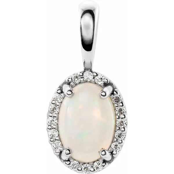 Oval 4-Prong Halo-Style Cabochon Pendant J. Meredith Jewelers Delafield, WI