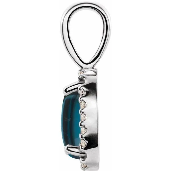 Oval 4-Prong Halo-Style Cabochon Pendant Image 2 D'Errico Jewelry Scarsdale, NY