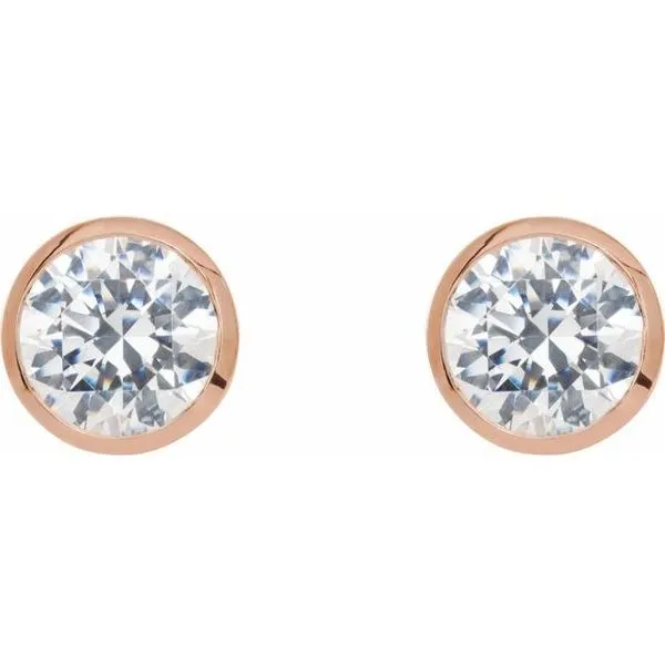 Round Bezel-Set Stud Earrings Image 2 Cherry Street Jewelers Tulsa, OK
