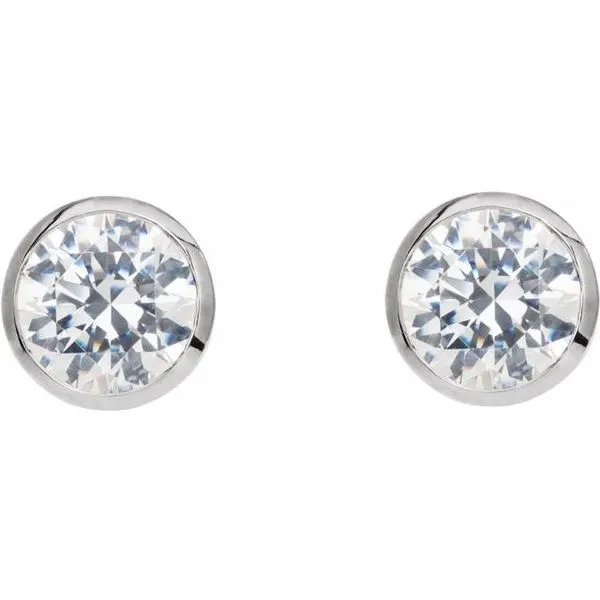 Round Bezel-Set Stud Earrings Image 2 James & Williams Jewelers Berwyn, IL