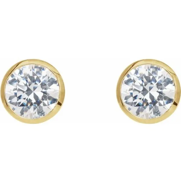 Round Bezel-Set Stud Earrings Image 2 Rasmussen Jewelers Spanish Fork, UT