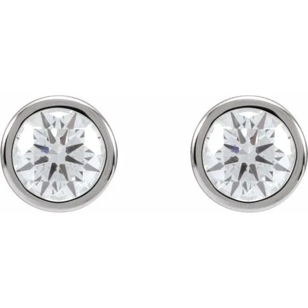 Round Bezel-Set Stud Earrings Image 2 Cherry Street Jewelers Tulsa, OK