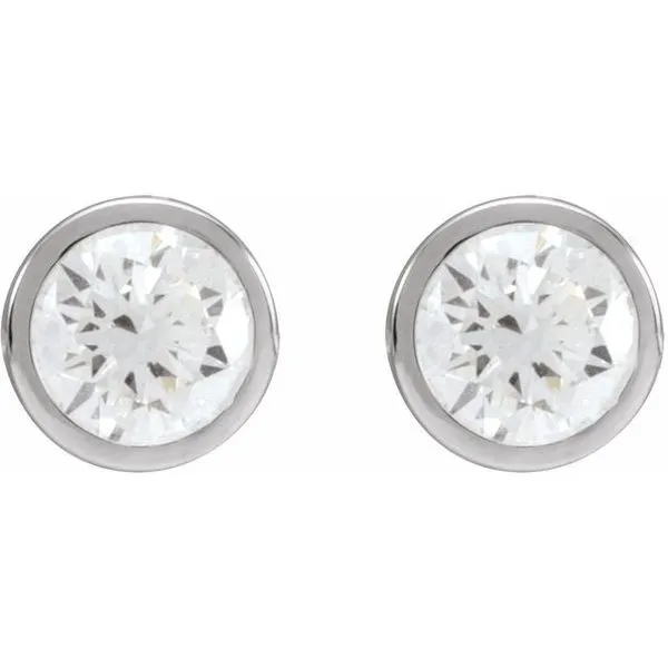 Round Bezel-Set Stud Earrings Image 2 Cherry Street Jewelers Tulsa, OK