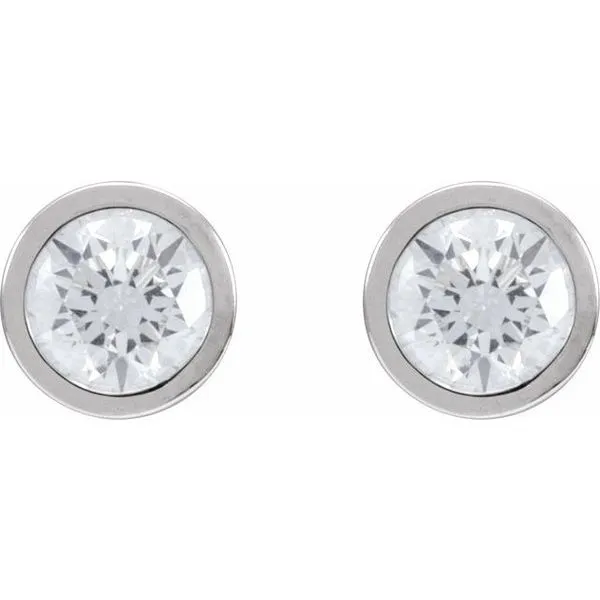 Round Bezel-Set Stud Earrings Image 2 James & Williams Jewelers Berwyn, IL