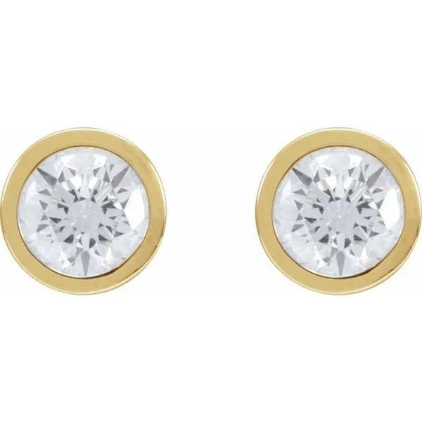 Round Bezel-Set Stud Earrings Image 2 James & Williams Jewelers Berwyn, IL