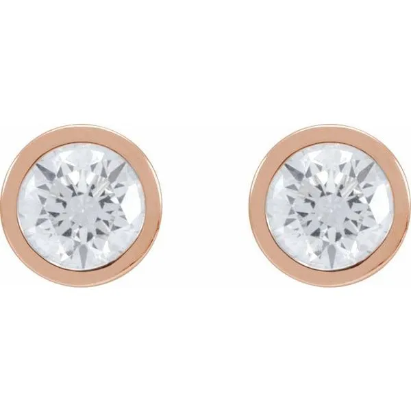 Round Bezel-Set Stud Earrings Image 2 Woelk's House of Diamonds Russell, KS