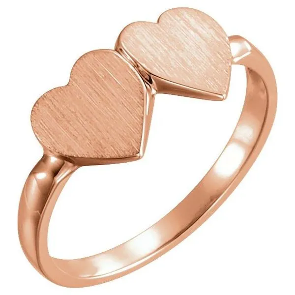 Double Heart Signet Ring Leslie E. Sandler Fine Jewelry and Gemstones rockville , MD