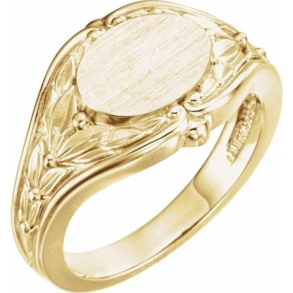 Oval Leaf Design Signet Ring J. Meredith Jewelers Delafield, WI