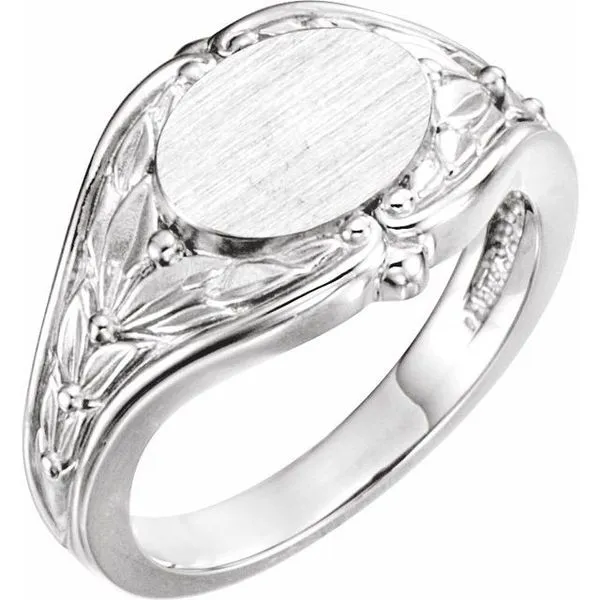 Oval Leaf Design Signet Ring Hopman Jewelers Elkhart, IN