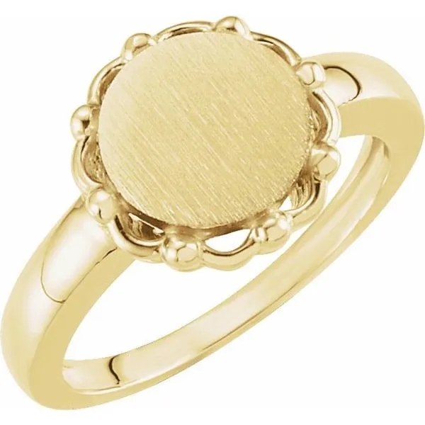 Round Scalloped Signet Ring Image 3 Hopman Jewelers Elkhart, IN