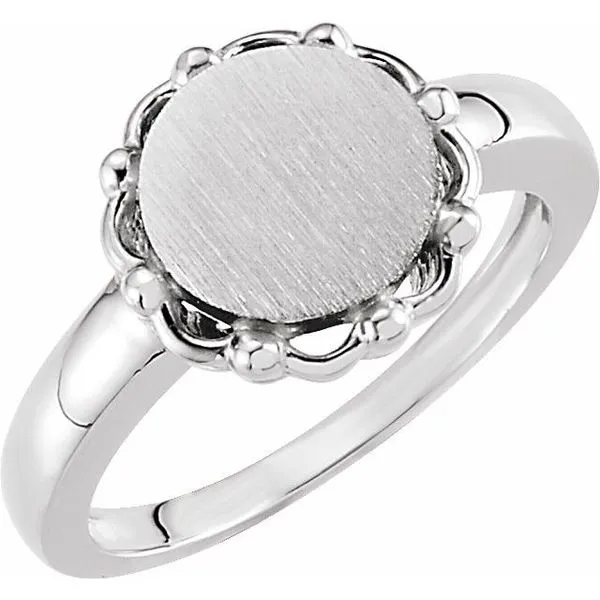Round Scalloped Signet Ring Image 3 Hopman Jewelers Elkhart, IN