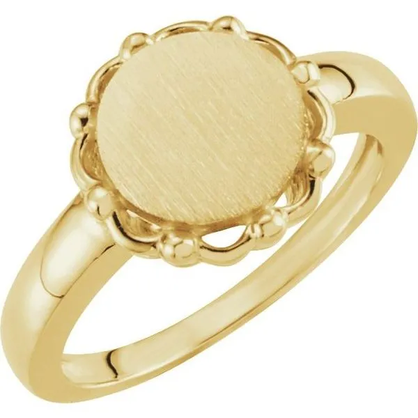 Round Scalloped Signet Ring J. Meredith Jewelers Delafield, WI