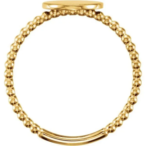 Be Posh® Engravable Beaded Signet Ring Image 2 D&M Jewelers Green Bay, WI