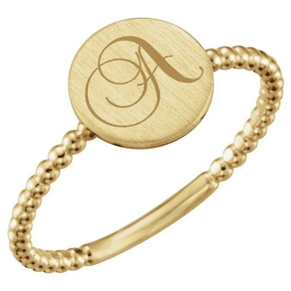 Be Posh® Engravable Beaded Signet Ring Image 3 Milan's Jewelry Inc Sarasota, FL