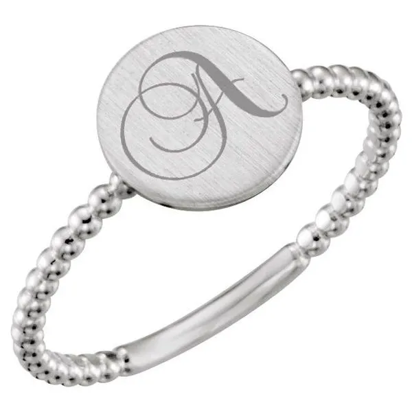 Be Posh® Engravable Beaded Signet Ring Image 3 Milan's Jewelry Inc Sarasota, FL