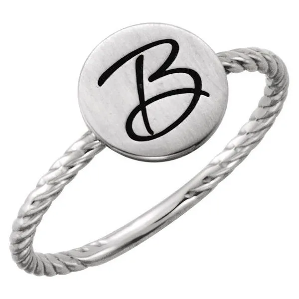 Be Posh® Engravable Rope Signet Ring Image 3 Milan's Jewelry Inc Sarasota, FL