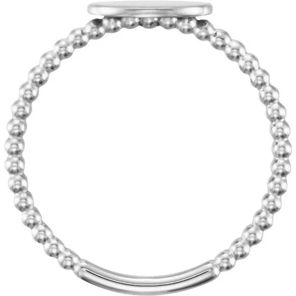 Be Posh® Engravable Beaded Signet Ring Image 2 Milan's Jewelry Inc Sarasota, FL