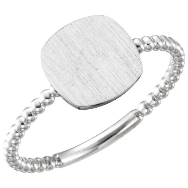 Be Posh® Engravable Beaded Signet Ring James Wolf Jewelers Mason, OH