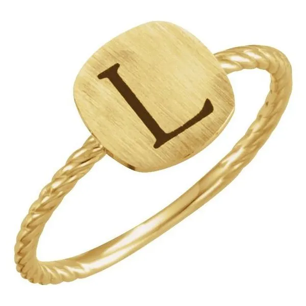 Be Posh® Engravable Rope Signet Ring Image 3 James Wolf Jewelers Mason, OH
