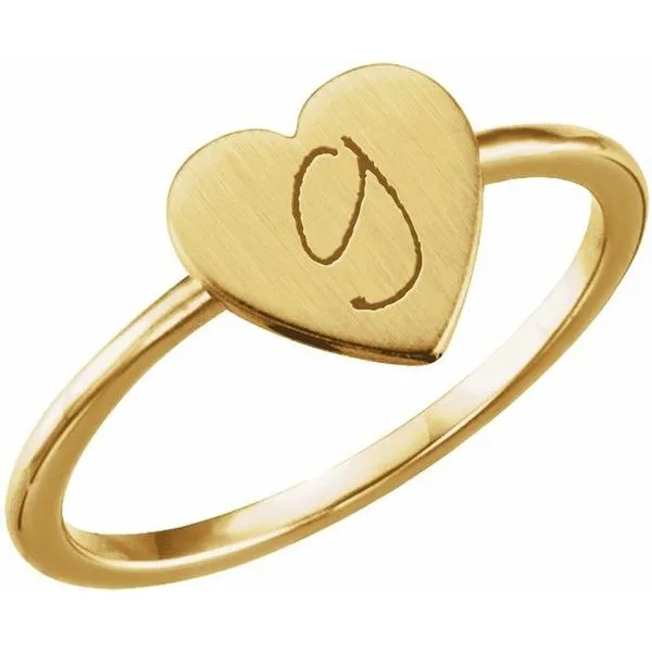 Be Posh® Engravable Heart Signet Ring Image 3 Milan's Jewelry Inc Sarasota, FL