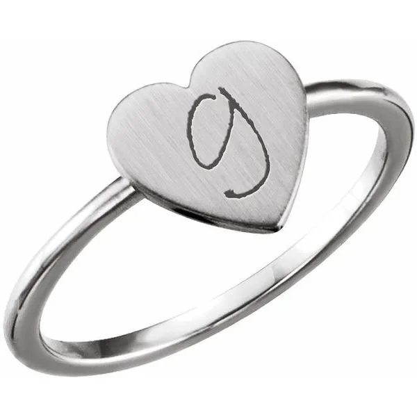 Be Posh® Engravable Heart Signet Ring Image 3 Woelk's House of Diamonds Russell, KS