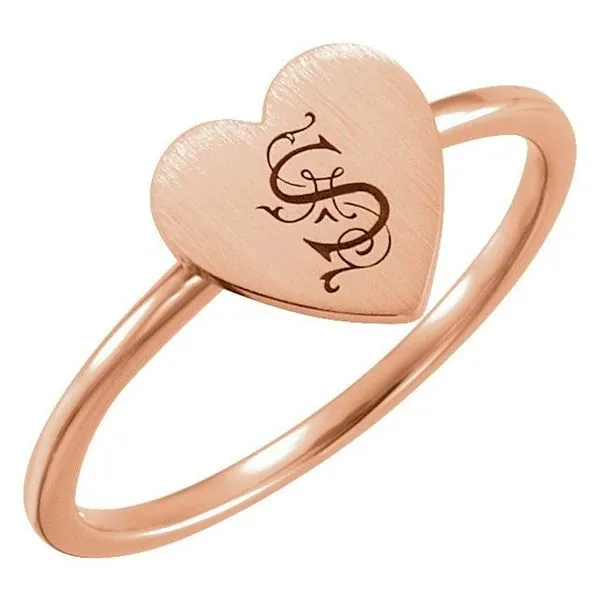 Be Posh® Engravable Heart Signet Ring Image 4 Holly's Jewelry Mountain Home, AR