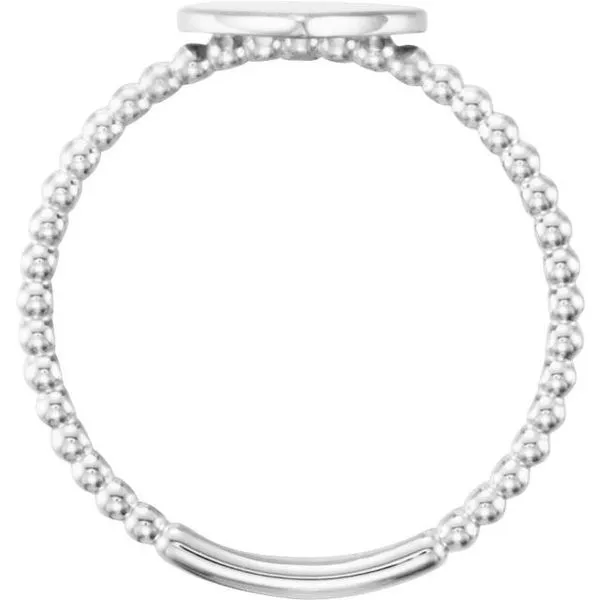 Be Posh® Engravable Beaded Signet Ring Image 2 Long Jewelers Chesapeake, VA