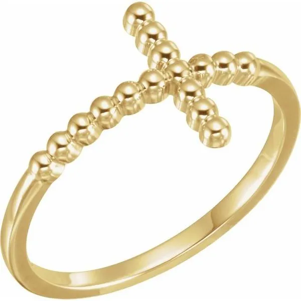 Sideways Beaded Cross Ring D'Errico Jewelry Scarsdale, NY