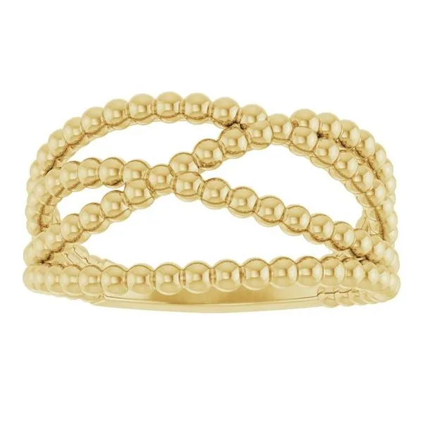 Beaded Criss-Cross Ring Image 3 Milan's Jewelry Inc Sarasota, FL