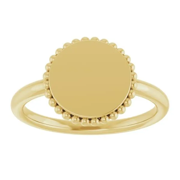 Engravable Beaded Signet Ring Image 3 Moseley Diamond Showcase Inc Lexington, SC