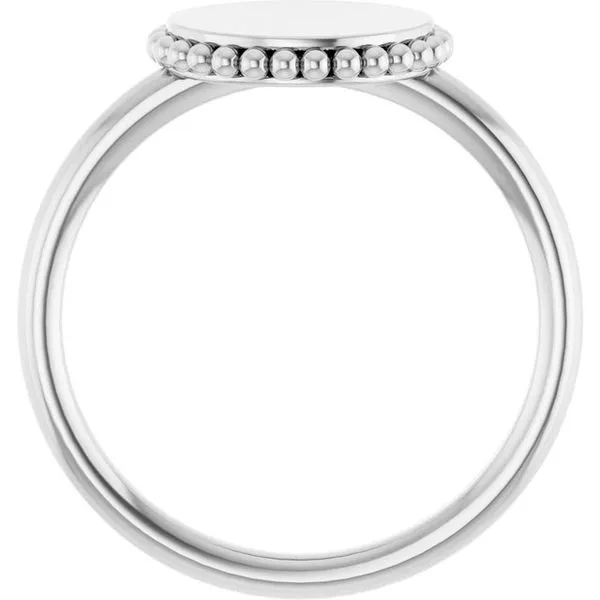 Engravable Beaded Signet Ring Image 3 Long Jewelers Chesapeake, VA